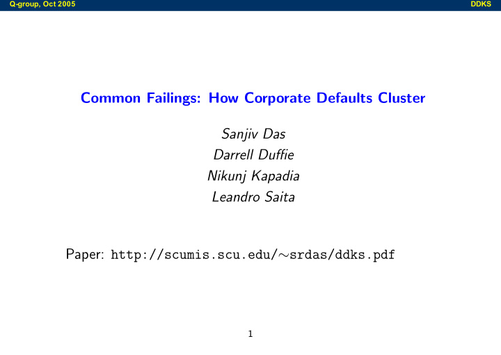 common failings how corporate defaults cluster sanjiv das