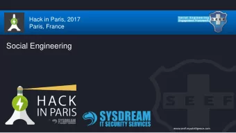 Social Engineering  www.seef.reputelligence.com Intro  about me  I like it simple  Dominique