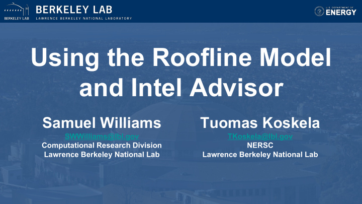 using the roofline model and intel advisor