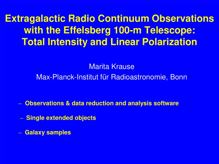 with the effelsberg 100 m telescope
