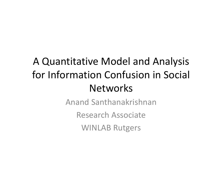a quantitative model and analysis for information