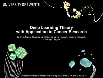 Deep Learning Theory  with Application to Cancer Research  Leonie Zeune, Stephan van Gils, Guus van
