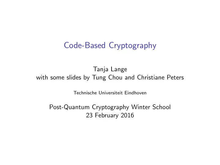 code based cryptography