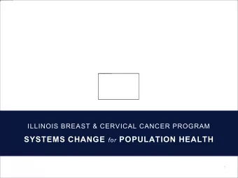 SYSTEMS CHANGE for POPULATION HEALTH  1  AMERICAN CANCER SOCIETY  Build relationships, convene