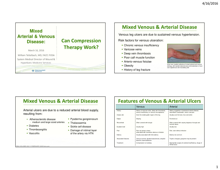 mixed venous arterial disease