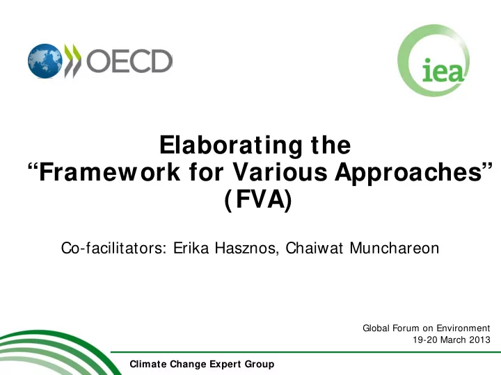 elaborating the framework for various approaches fva
