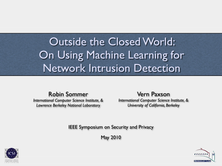 outside the closed world on using machine learning for