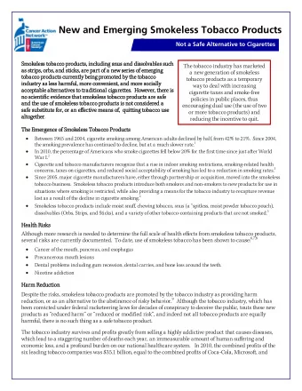 New and Emerging Smokeless Tobacco Products  Not a Safe Alternative to Cigarettes  Smo  mokele
