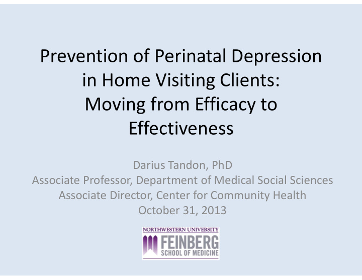 prevention of perinatal depression in home visiting