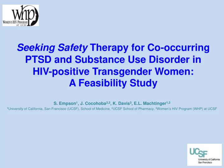 seeking safety therapy for co occurring ptsd and
