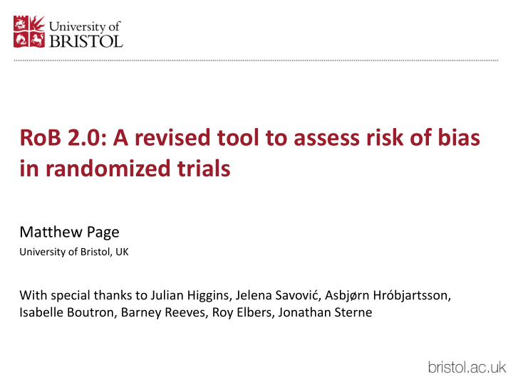 rob 2 0 a revised tool to assess risk of bias in