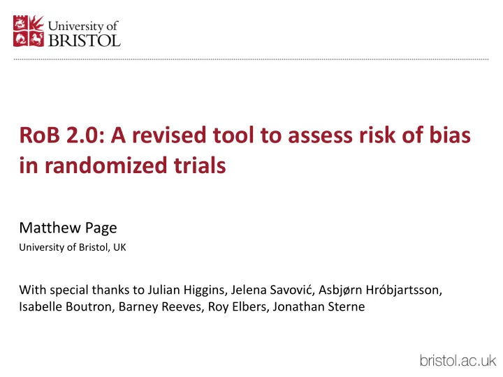 rob 2 0 a revised tool to assess risk of bias in