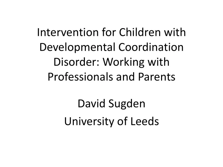 developmental coordination