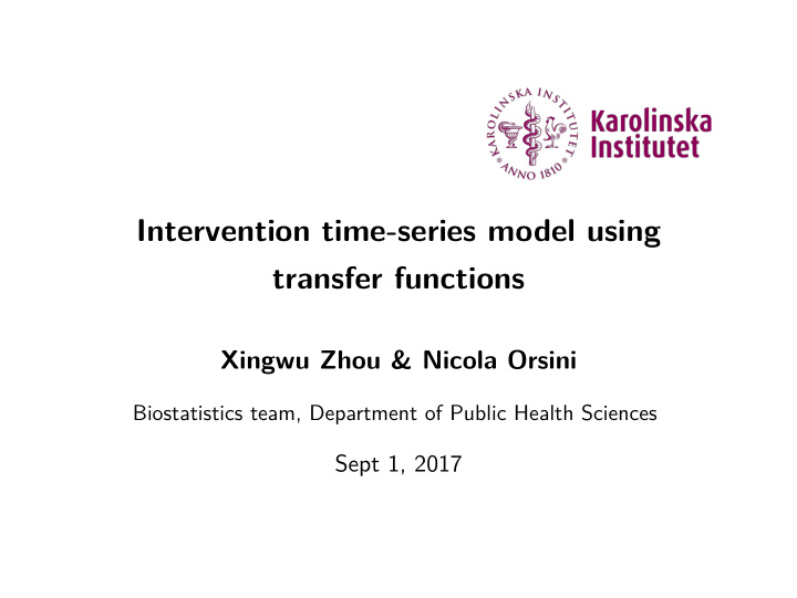 intervention time series model using transfer functions