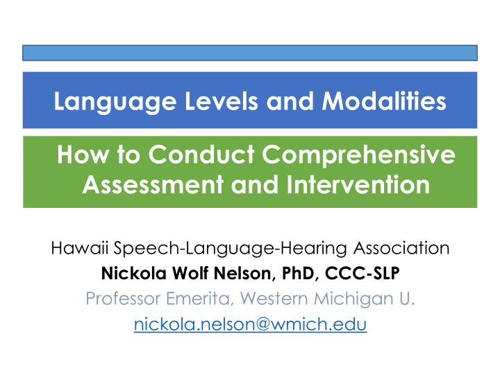 language levels and modalities how to conduct