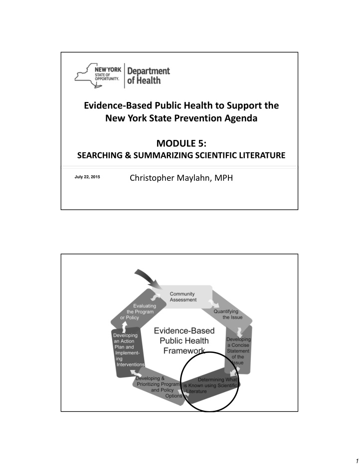 evidence based public health to support the new york