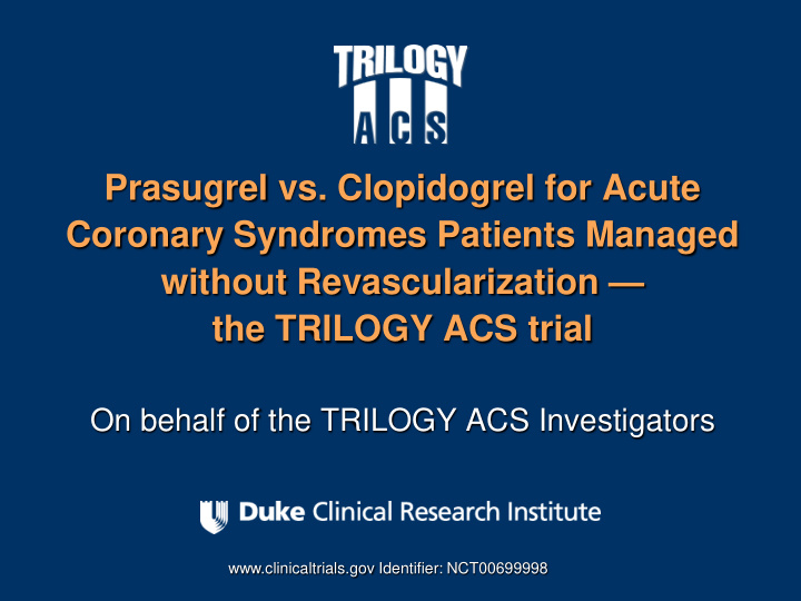 prasugrel vs clopidogrel for acute coronary syndromes