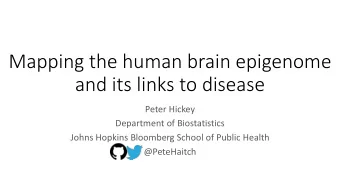 Mapping the human brain epigenome  and its links to disease  Peter Hickey  Department of