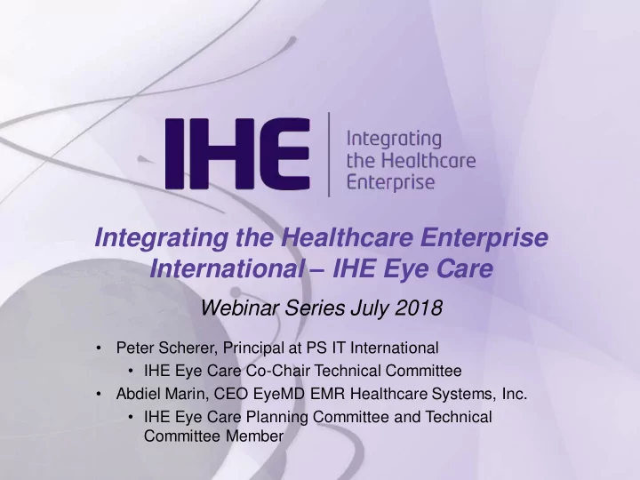 integrating the healthcare enterprise international ihe