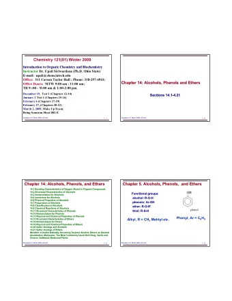 Chemistry 121(01) Winter 2009  Introduction to Organic Chemistry and Biochemistry  Introduction to