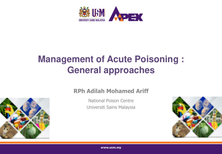 management of acute poisoning general approaches