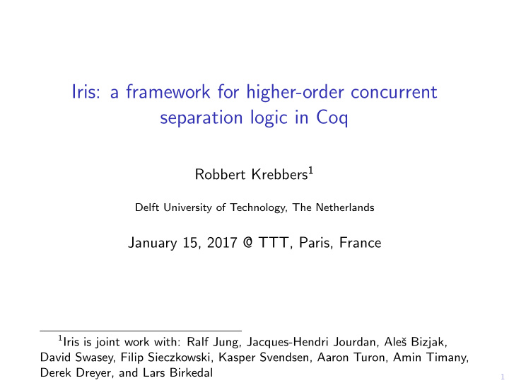 iris a framework for higher order concurrent separation