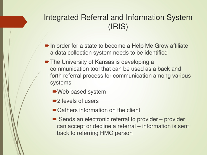 integrated referral and information system iris