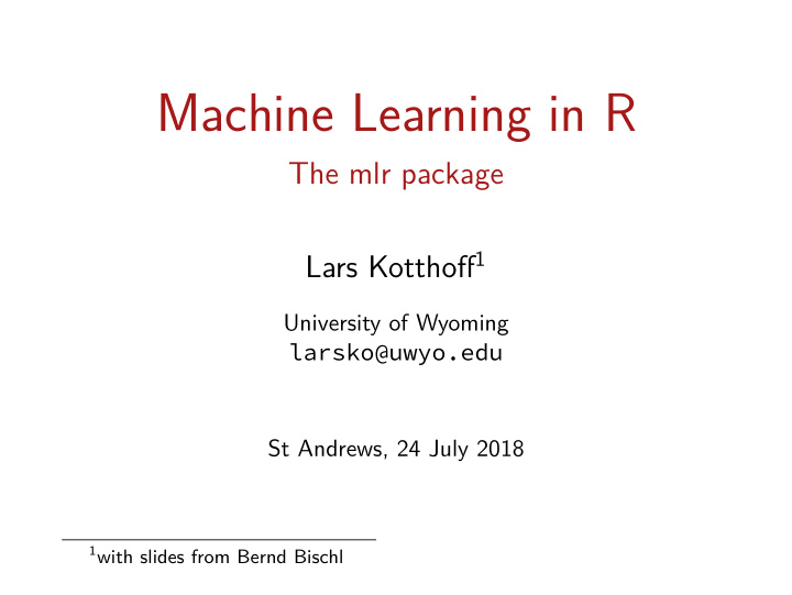 machine learning in r