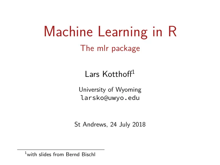 machine learning in r