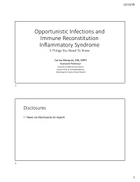 opportunistic infections and immune reconstitution