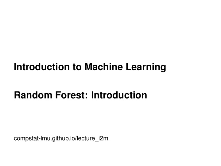 introduction to machine learning random forest