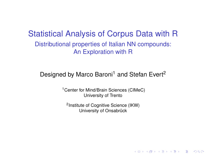 statistical analysis of corpus data with r