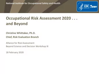 Occupational Risk Assessment 2020 . . .  and Beyond  Christine Whittaker, Ph.D.  Chief, Risk