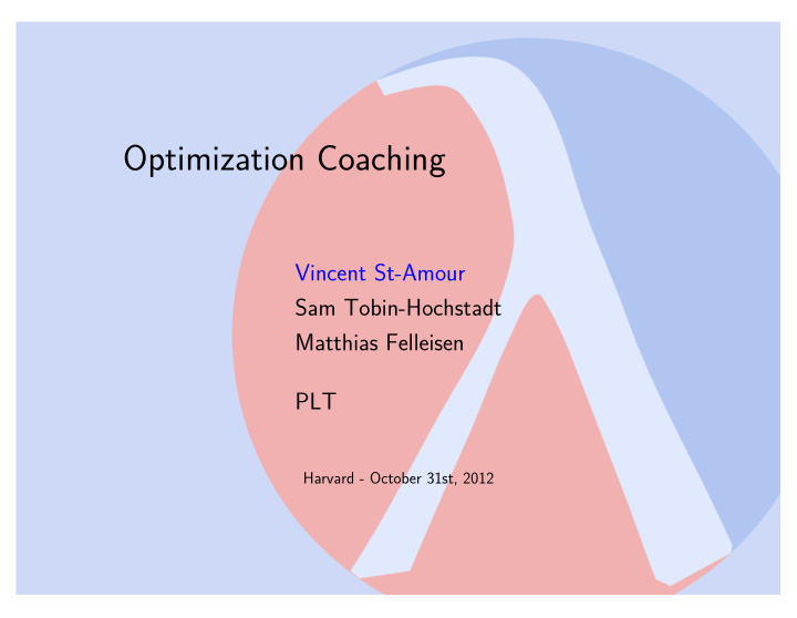 optimization coaching