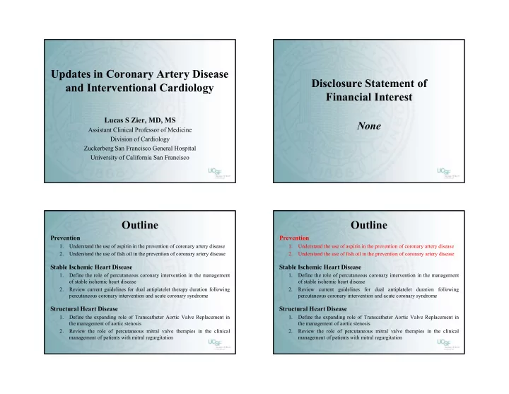 updates in coronary artery disease disclosure statement