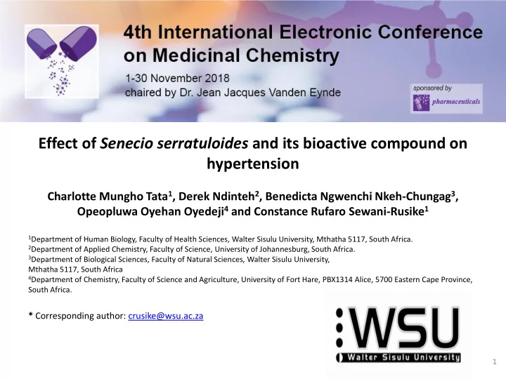effect of senecio serratuloides and its bioactive
