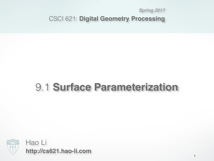 9 1 surface parameterization