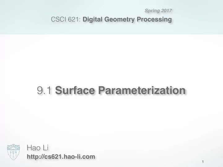 9 1 surface parameterization