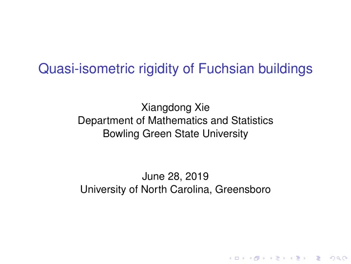 quasi isometric rigidity of fuchsian buildings