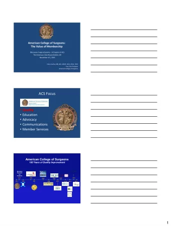 ACS Focus  Quality  Education  Advocacy  Communications  Member Services  American