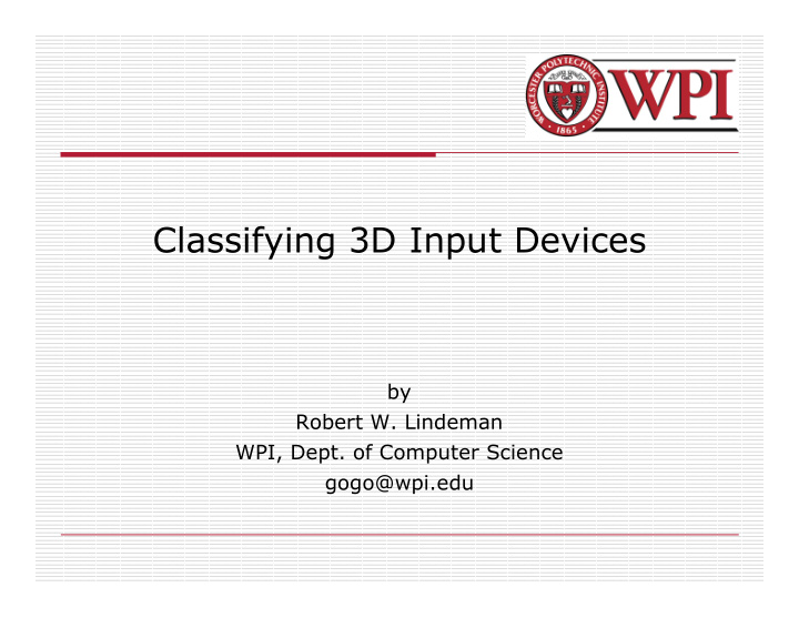 classifying 3d input devices