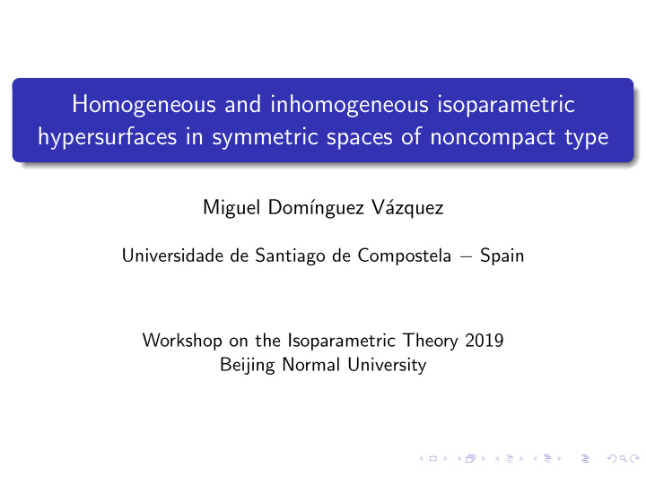 homogeneous and inhomogeneous isoparametric hypersurfaces