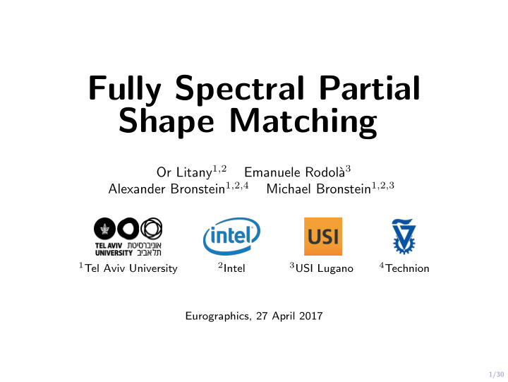 fully spectral partial shape matching