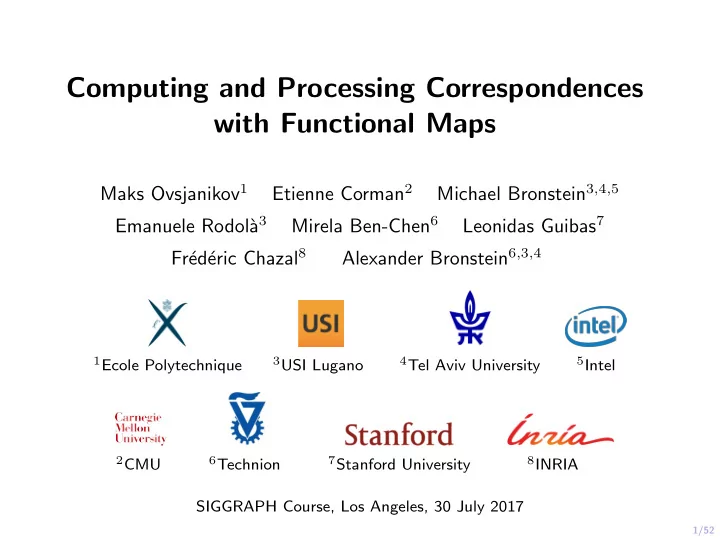 computing and processing correspondences with functional