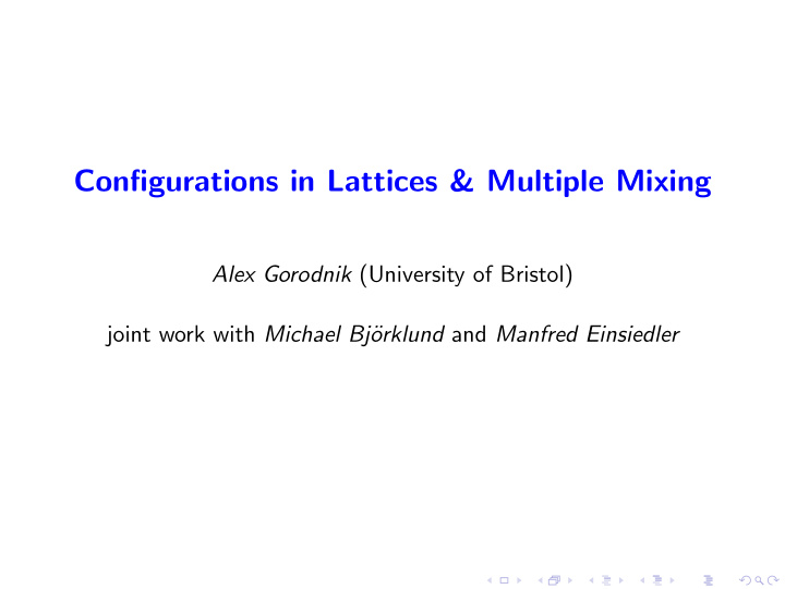 configurations in lattices multiple mixing