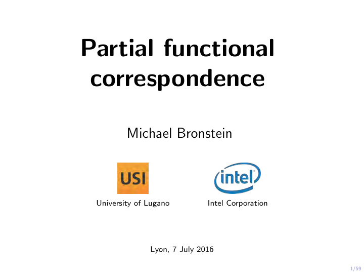 partial functional correspondence