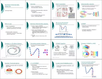 Nonlinear Dimensionality  Visualize all dimensions  Visualize the intrinsic low-dimensional