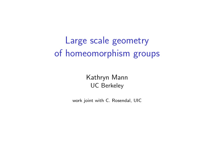 large scale geometry of homeomorphism groups