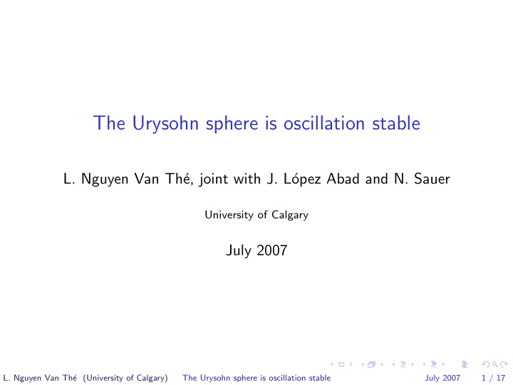 the urysohn sphere is oscillation stable