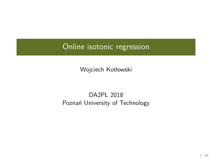 online isotonic regression